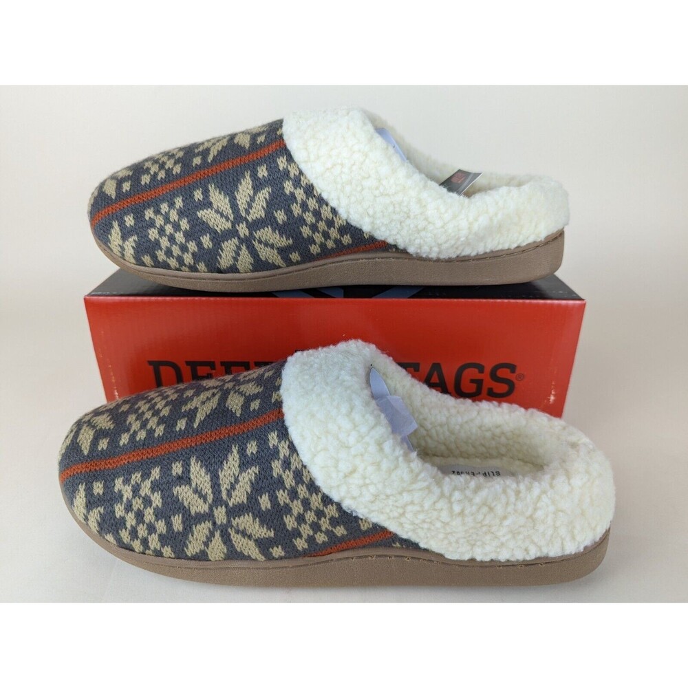 DEER STAGS Lodge Patterned Clog Slippers Mens XL 13 Dark Brown Slip On Shoes NWB